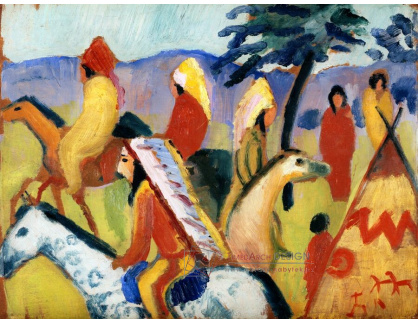 A-6057 August Macke - Indiáni na koních poblíž stanu