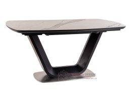 ARMANI, jídelní stůl rozkládací 160-220x90cm, černá / ceramic bílý mramor