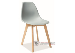MORIS, jídelní židle, buk / plast světle šedý