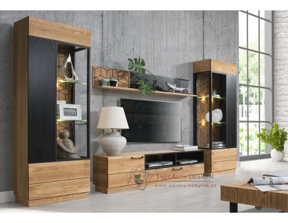 MOSAIC SET1, obývací sestava nábytku, dub medový / černá