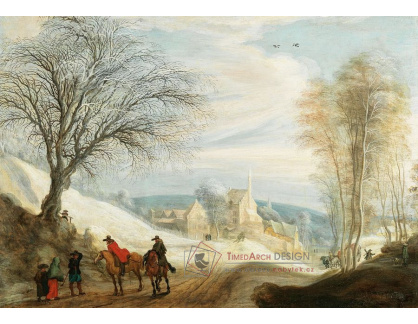 D-8806 Gijsbrecht Leytens - Zimní krajina s cestujícími na koních před městem