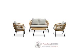 AZ-L1880 NAT, zahradní set 1+1+2, antracit / přírodní / látka světle šedá