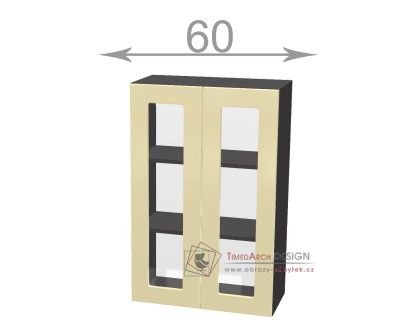 horní vysoká vitrína š.60, v.92, Modena W6092G, bílá/artwood