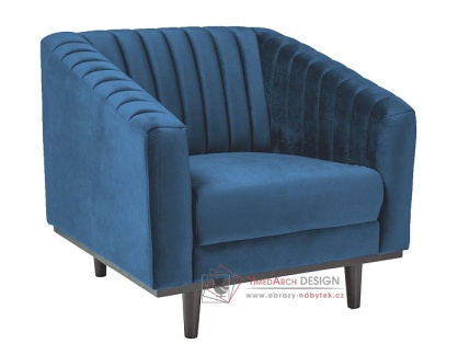 ASPREY VELVET 1, čalouněná křeslo, wenge / látka Bluvel 86 modrá