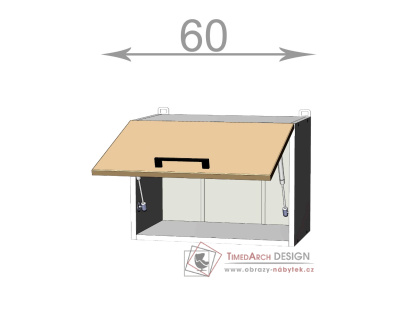 horní výklopná skříňka š.60, v.36, Kaiser W6036, bílá/bordó lesk