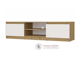 MALVÍNA, televizní stolek 2-dveřový 140cm, dub artisan / bílá