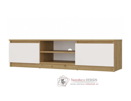 MALVÍNA, televizní stolek 2-dveřový 140cm, dub artisan / bílá