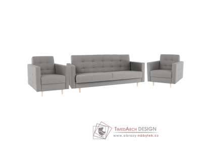 AMEDIA, sedací souprava 3+1+1, látka Norn šedá