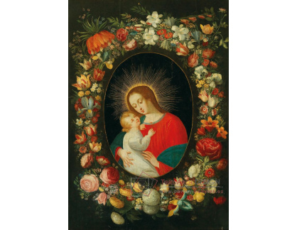 DDSO-5461 Jan Brueghel - Madonna a dítě v kartuši orámované květinovým věncem