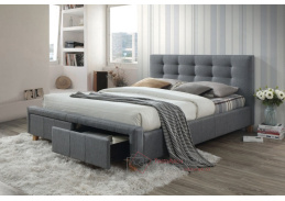 ASCOT, čalouněná postel 160x200cm, látka šedá