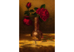 VKZ 242 Martin Johnson Heade - Červené růže v japonské váze na zlatém sametu