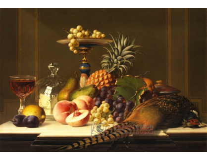 A-1359 Johann Wilhelm Preyer - Velké ovocné zátiší s bažantem a sklenicí na víno