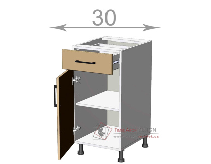 dolní skříňka se šuplíkem š.40, v.82, Horizon LDD11S4082, grafit/ořech tmavý