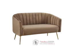 BAGY, designová pohovka - 2-křeslo, gold chrom zlatý / látka velvet hnědá