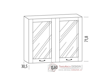 CHARLOTTA, horní vitrína 2-dveřová 80BB, výběr provedení