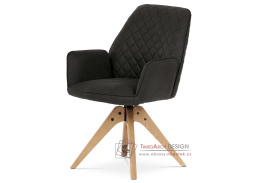 HC-539 BK3, jídelní otočné křeslo, dub / látka černá vintage