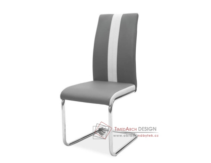 H-200, jídelní čalouněná židle, chrom / ekokůže tmavě + světle šedá