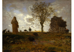 DDSO-2296 Jean-Francois Millet - Podzimní krajina s hejnem krůt