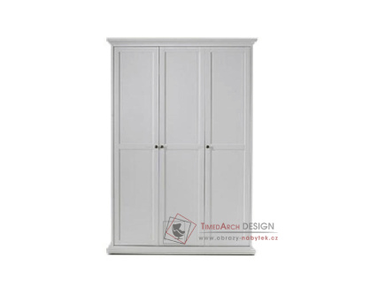PARIS 75353, šatní skříň 3-dveřová 140cm, bílá
