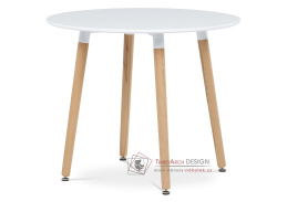 DT-306 WT, jídelní stůl pr. 90cm, přírodní / bílý lak