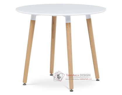 DT-306 WT, jídelní stůl pr. 90cm, přírodní / bílý lak