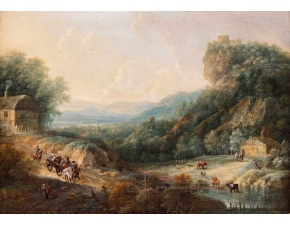 DDSO-1709 Johann Christian Vollerdt -  Idealizovaná říční krajina s hradem