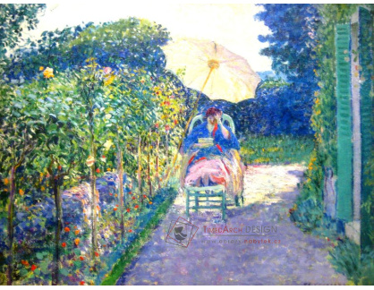 SO IV-252 Frederick Carl Frieseke - Žena sedící v zahradě