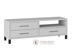 ROMANIA, televizní stolek se 3-mi zásuvkami, světle šedá