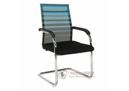 ESIN, konferenční židle, chrom / síťovina černá + modrá