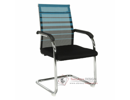 ESIN, konferenční židle, chrom / síťovina černá + modrá