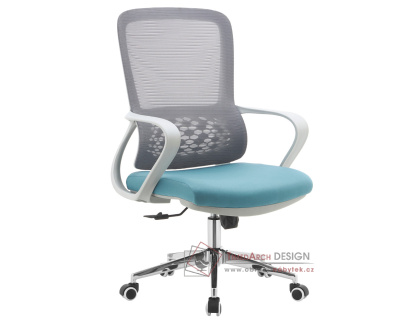 FOSTER 1, kancelářské křeslo, síťovina šedá / látka modrá