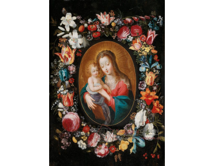 DDSO-4407 Jan Brueghel a Pieter van Avont - Madonna a dítě obklopené květinovým věncem