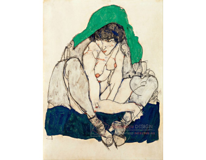 VES 273 Egon Schiele - Žena se zeleným šátkem