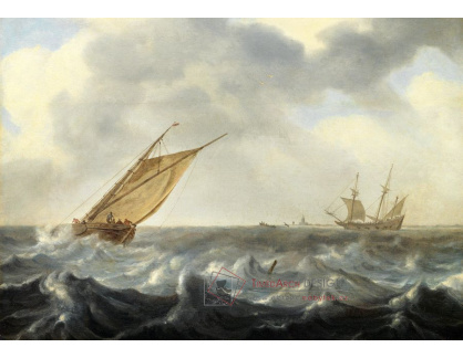 SO XVI-266 Arnoldus van Anthonissen - Rybářské lodě v rozbouřených vodách u pobřeží