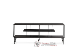 EZE, televizní stolek policový, černá / tmavě hnědá