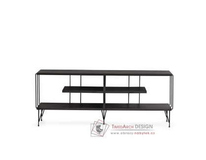 EZE, televizní stolek policový, černá / tmavě hnědá