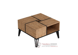 NIRVANA, konferenční stolek 71.8x71.8cm, černá / borovice Atlantic