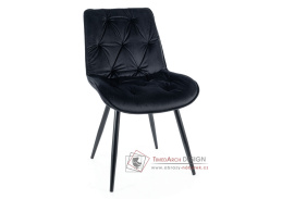 CHEERS II, jídelní čalouněná židle, černá / látka velvet černá