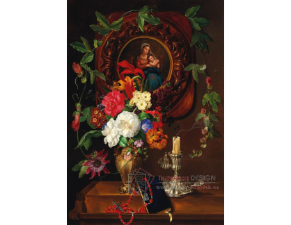 D-9146 Josef Lauer - Zátiší s kyticí květin a madonnou