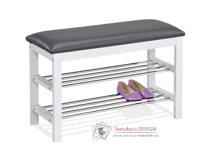 83168-06 WT, botník - taburet, bílá / ekokůže šedá