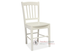 CD-57, jídelní celodřevěná židle, bílá
