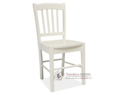 CD-57, jídelní celodřevěná židle, bílá