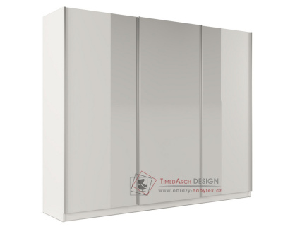 WATERLOO, šatní skříň s posuvnými dveřmi 250cm, bílá / zrcadlo