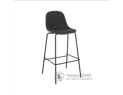 MARIOLA 2 NEW, barová židle, černá / látka tmavě šedá