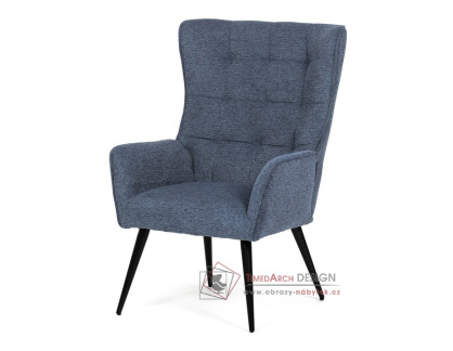 AK-315 BLUE2, čalouněné křeslo, černá / látka modrá