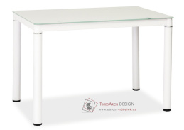 GALANT 110x70, jídelní stůl, bílá / bílé sklo