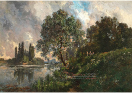A-7255 Alexandre René Veron - Letní říční krajina u Fontainebleau