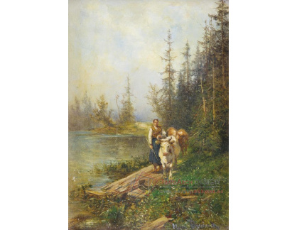 DDSO-2716 Hans Dvorak - Pastýř se dvěma krávami na břehu řeky