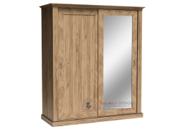 GOLETA A183, šatní skříň s posuvnými dveřmi 183cm, dub kraft zlatý / zrcadlo