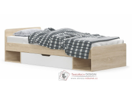 TIPS, postel se zásuvkou 90x200cm, dub sonoma / bílá
